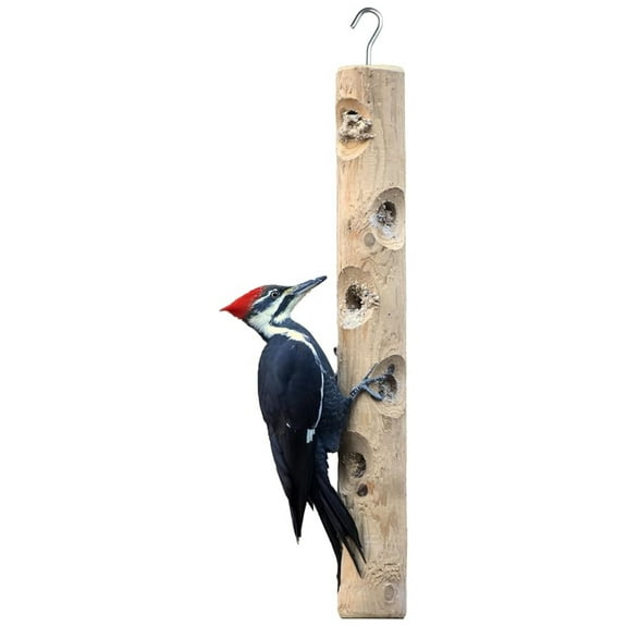 Large Cedar Suet Log Feeder for and Chickadees