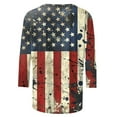 thumbnail image 4 of FAVIPT Fourth of July Top for Women Three Quarter Sleeve Round Neck Shirts Stars and Stripes Patriotic Print Tops Casual Summer 2025 Tees Multicolor,XXXL, 4 of 5