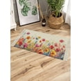 thumbnail image 3 of Pastoral Botanical Area Rug 3x5ft Woven Runner Rug,Watercolor Spring Summer Flowers Rustic Washable Living Room Hallway Bedroom Kitchen Carpet with Tassels,Indoor Outdoor Throw Door Mat for Entryway, 3 of 5