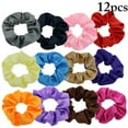 thumbnail image 1 of CHUANK 12PCS Satin Hair Scrunchie Elastic Solid Color Ponytail Holder for Women, 1 of 10