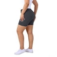 thumbnail image 4 of Women's Elastic Waist Ribbed Yoga Workout Shorts Athletic Leggings Slim Fit Breathable Shorts Gray 2XL, 4 of 6