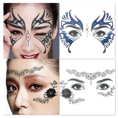8 Pack Face Temporary Tattoo Waterproof Makeup Tattoo Stickers on Face Eye Forehead Body for Halloween Christmas Stage Masquerade Party | Walmart Canada 8 Pack Face Temporary Tattoo Waterproof Makeup Tattoo Stickers on Face Eye Forehead Body for Halloween Christmas Stage Masquerade Party | Walmart Canada