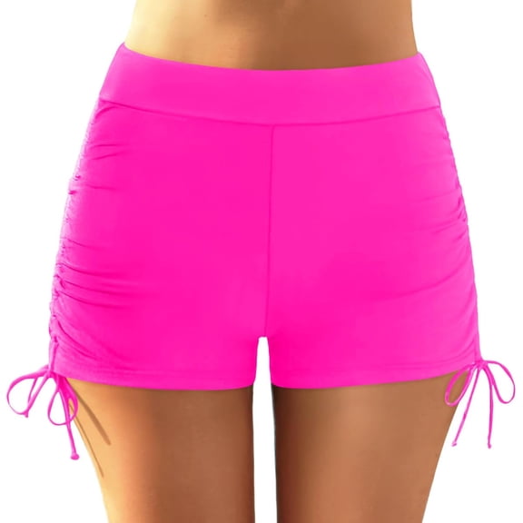 Women's Swim Shorts Solid Tankini Bottoms Swimming Shorts with Drawstring Summer Swimwear