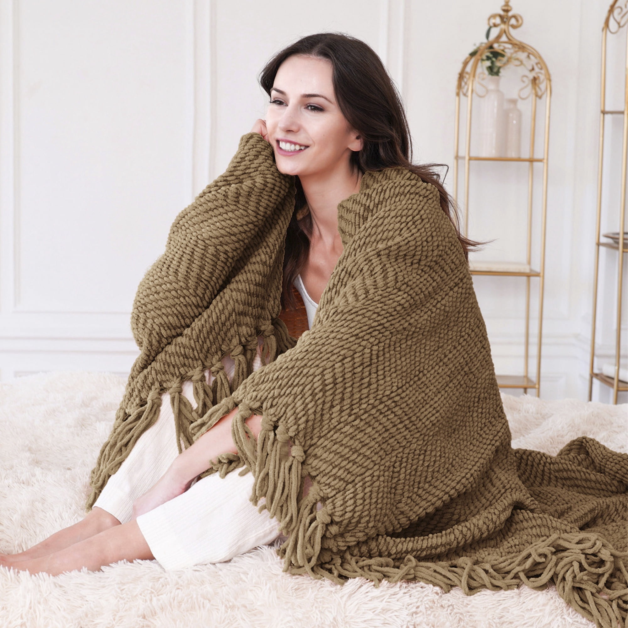 Home Soft Things Reversible Tweed Throw Blanket, Super Soft & Cozy - Amphora, 50x60"