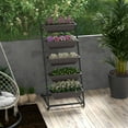thumbnail image 2 of Outsunny Jardinière Surélevée à 5 Niveaux avec 5 Bacs à Plantes, Roues, Brun, 2 of 10