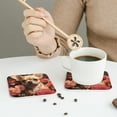 thumbnail image 6 of Honeii Vintage Red Flower Chihuahua Print Leather Coaster Set of 6, Ideal for Safeguarding Your Furniture from Drinks Spills and Effortless Cleanup,Square, 6 of 7