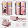 thumbnail image 3 of CaseMe Wallet Case For iPhone Air 6.5-inch, RFID Blocking PU Leather Case Women Men Kickstand flip Cover Wrist Strap Zipper Credit Card Holder Slot,Pink,For iPhone Air, 3 of 10