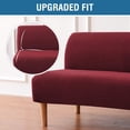 thumbnail image 3 of Armless Futon Cover Stretch Sofa Bed Slipcover Protector Elastic Feature Rich Textured High Spandex Small Checks Jacquard Fabric Futon Cover, Machine Washable, Burgundy, 3 of 6