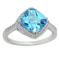 thumbnail image 3 of Dazzlingrock Collection 14K Cushion Cut Blue Topaz & Round Cut White Diamond Bridal Halo Engagement Ring, White Gold, Size 4.5, 3 of 8