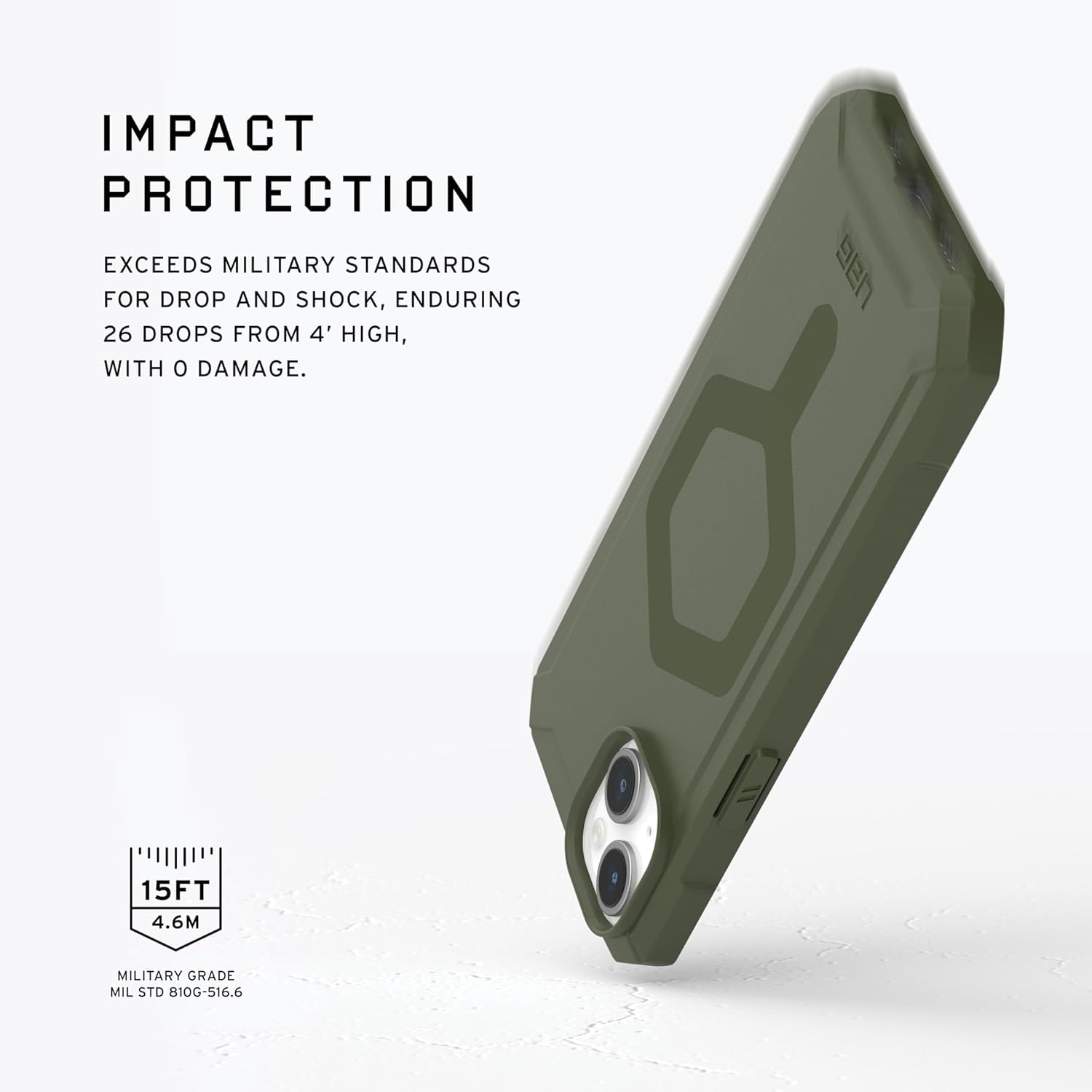 UAG iPhone 15 Case 6.1" Essential Armor Olive Drab Built-in Magnet Compatible with MagSafe Charging Rugged Military Grade Dropproof Protective Cover by URBAN ARMOR GEAR