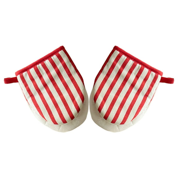 Mini Oven Set Heat Kitchen Gloves With Non Neoprene Filling And Durable Leather Loop For Safe Cooking Baking And Food Handling