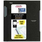 Five Star Advance Wirebound Notebook Plus Study App, 1 Subject, College Ruled, Black (820012H-WMT)