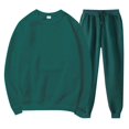 thumbnail image 2 of Gibobby Set Pants y Sudadera Mujer Sudadera informal de lana Unisex para otoño e invierno, de tendencia a la moda, cuello redondo, manga larga, pantalones con(Verde,XL), 2 of 4