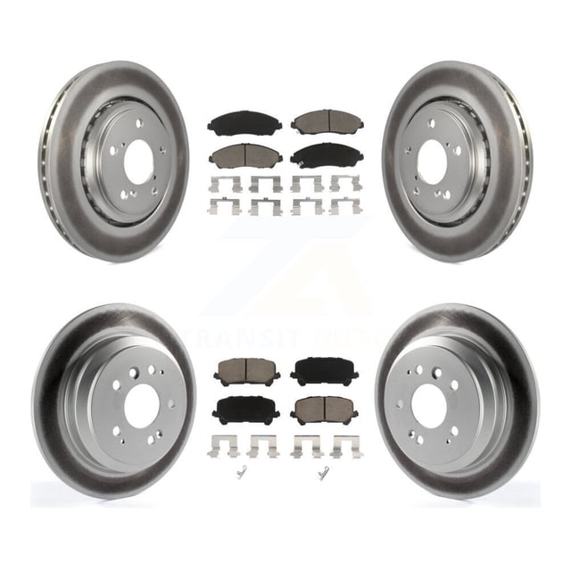 Transit Auto Front Rear Coated Disc Brake Rotors and Ceramic Pads Kit for Car Honda Pilot Ridgeline KGC-100966