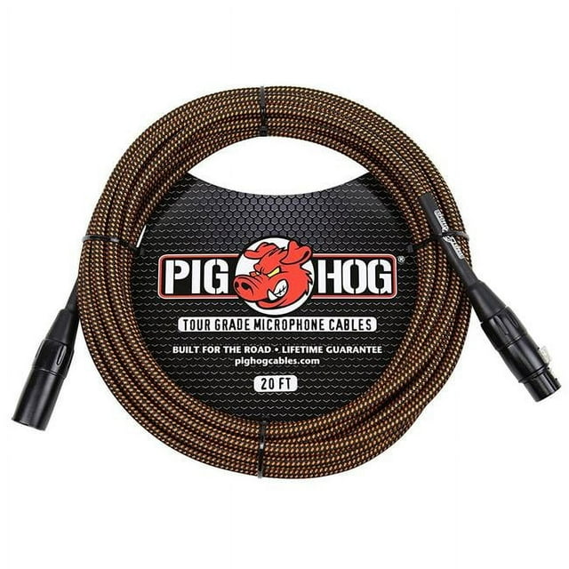 Ace Products PHM20ORG Câble de Microphone Tissé Haute Performance 20 Pi - Noir & Orange