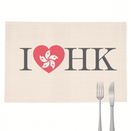 

Hong Kong Loves Heart Individual Country Placemat Pad Kitchen Woven Heat Resistant Cushion Rectangle