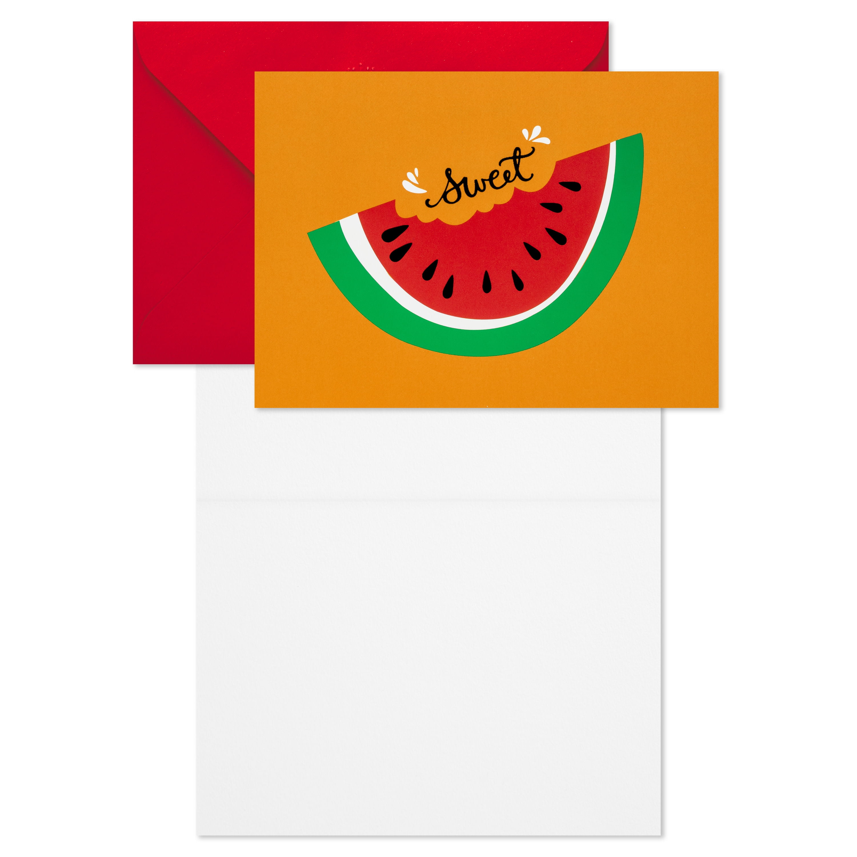 Hallmark Blank Notes (Sweet Watermelon on Orange), 10 Count