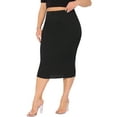 thumbnail image 4 of Agnes Orinda Women's Plus Size Pencil Skirts Stretch High Waist Textured Business Casual Below Knee Bodycon Skirt 2X Black, 4 of 6