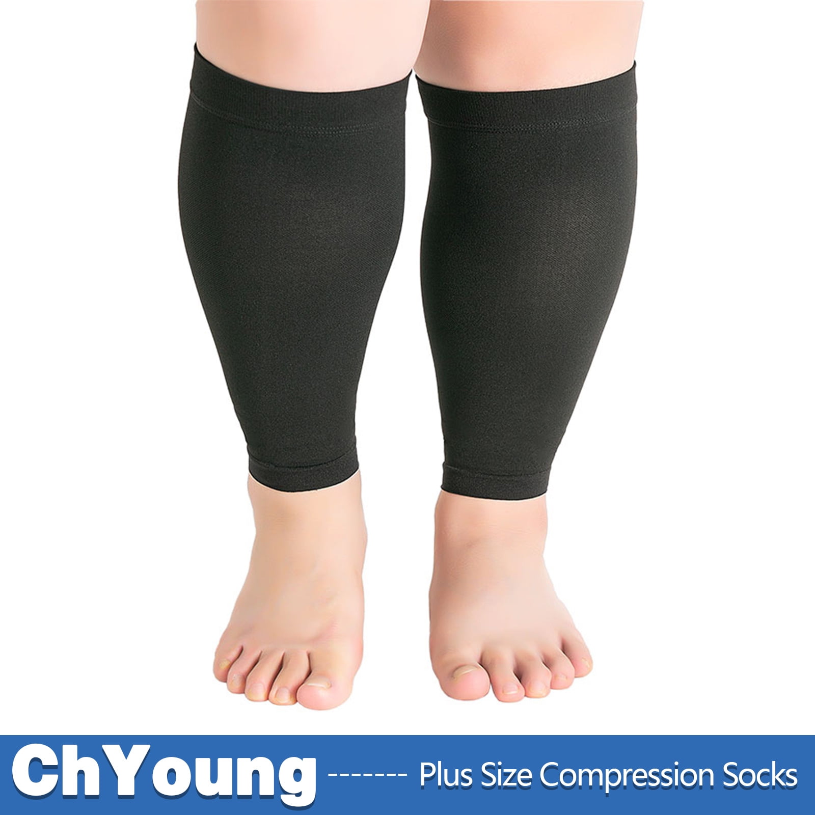 4 Pairs Plus Size Compression Socks - Extra Wide Calf 20-30 MmHg For Swelling, Circulation Support