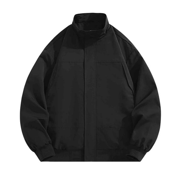 Men's Lightweight Jackets Casual Fall Loose Windbreaker Light Outdoor Zip Up Running Coat With Pockets (XL, Black)