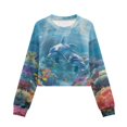 thumbnail image 6 of Xoenoiee Dolphin Fish Coral Print Girls Shirts Kids Long Sleeve Crewneck Sweatshirts Pullover Crop Tops, 5-6 Years, 6 of 7