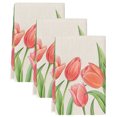 thumbnail image 2 of Pink Tulip Kitchen Towels Set of 3, Spring Floral Summer Botanical Linen Vintage Absorbent Dish Towels for Kitchen, Microfiber Hand Towel, Quick Drying Tea Towel for Cleaning Decorative Dishcloths, 2 of 7