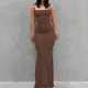 thumbnail image 1 of New Fashion Women Sexy Dresses Sleeveless Bodycon Backless Long Maxi Pure Slim Down Honey Peach Hip Suspender Party DressS Gao Jinjia LED, 1 of 2