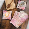 thumbnail image 5 of Pink Gold Wave Marble Pattern Kitchen Oven Mitt and Pot Holder Sets 4 Pcs for Baking, Cooking and Grilling, Heat Resistant Up To 392 °F, 5 of 7