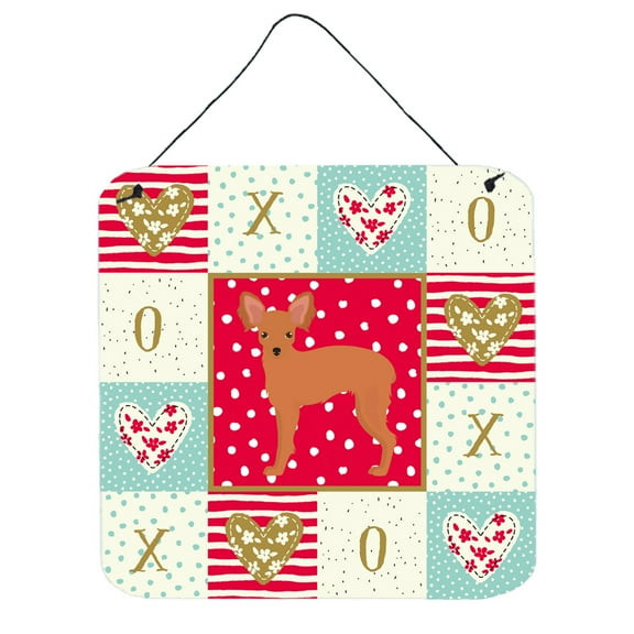 Russian Tor Terrier 2 Love Wall or Door Hanging Prints Red
