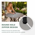 thumbnail image 5 of Round Outdoor Tablecloth with Umbrella Hole and Zipper, Brown Gray Ombre Fitted Table Cover with Elastic Edge for 45-54 Inch, Modern Gradient Abstract Art Waterproof Patio Tablecoths for Picnic, 5 of 9