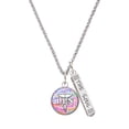 thumbnail image 1 of Delight Jewelry Silvertone Domed Multi Color LPN Silvertone Hope Anchors the Soul Bar Charm Necklace, 23", 1 of 4