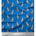 thumbnail image 1 of Soimoi Blue Rayon Fabric Cats Geometric Decor Fabric Printed Yard 42 Inch Wide, 1 of 3