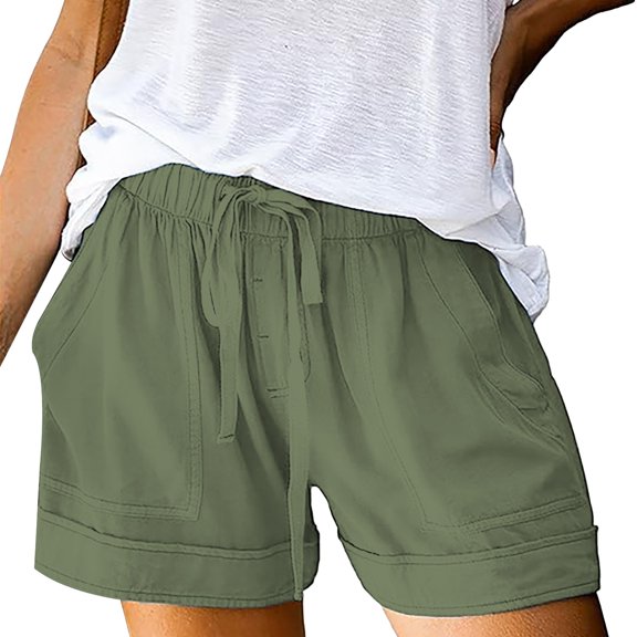 Shorts for Women Running Swim Athletic Elastic Waist Knee Length Bermuda Shorts With Pockets
