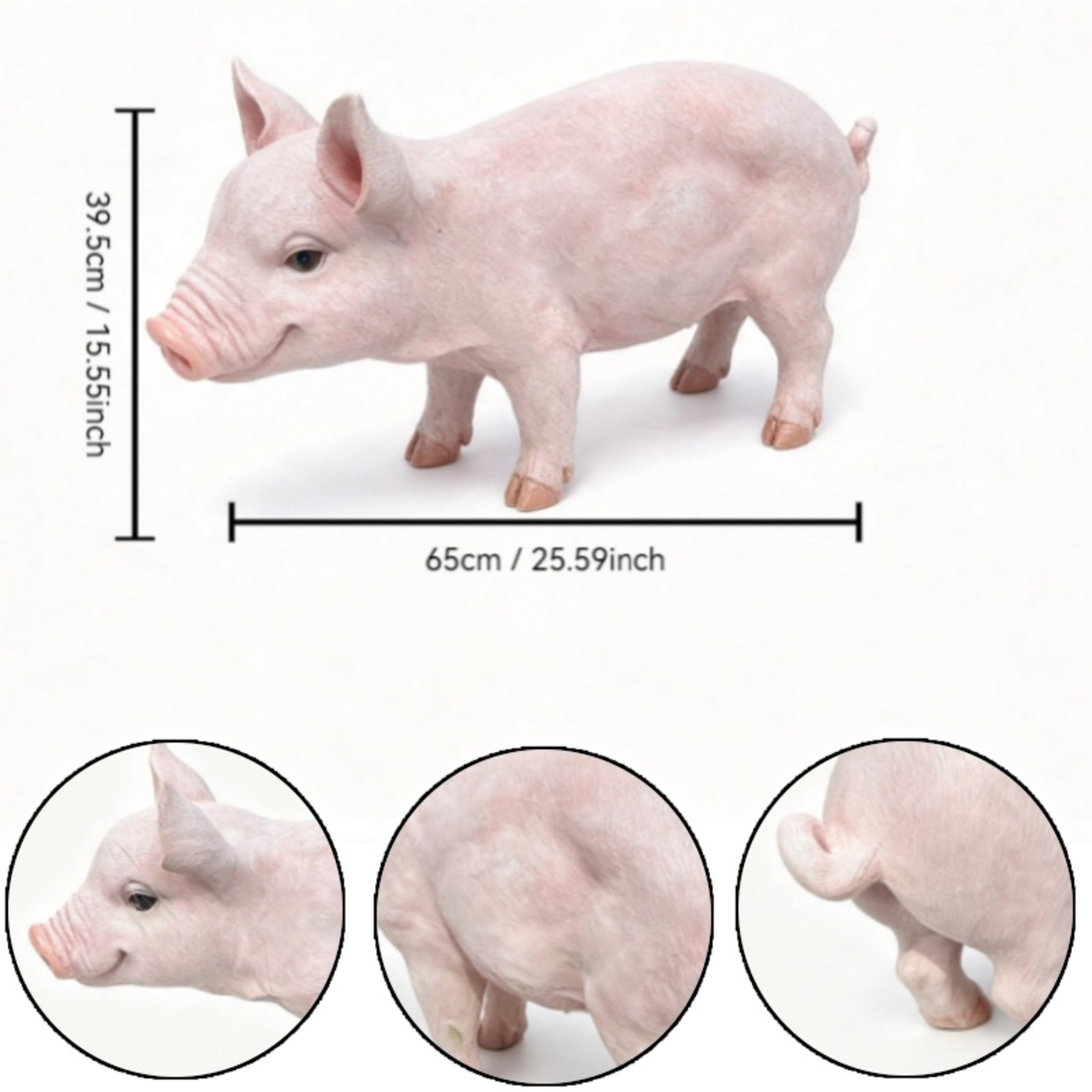 GDF Studio Pink Pig Resin Indoor/Outdoor Guardian Statue, Weather-Resistant Decor Figurine for Garden & Courtyard