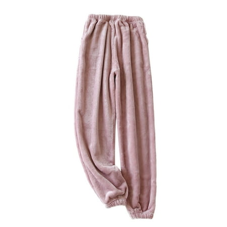 

Paille Women Lounge Pant Elastic Waist Trousers Drawstring Pajama Pants With Pockets Solid Color Sleepwear Sleep Pj Bottoms Pink L