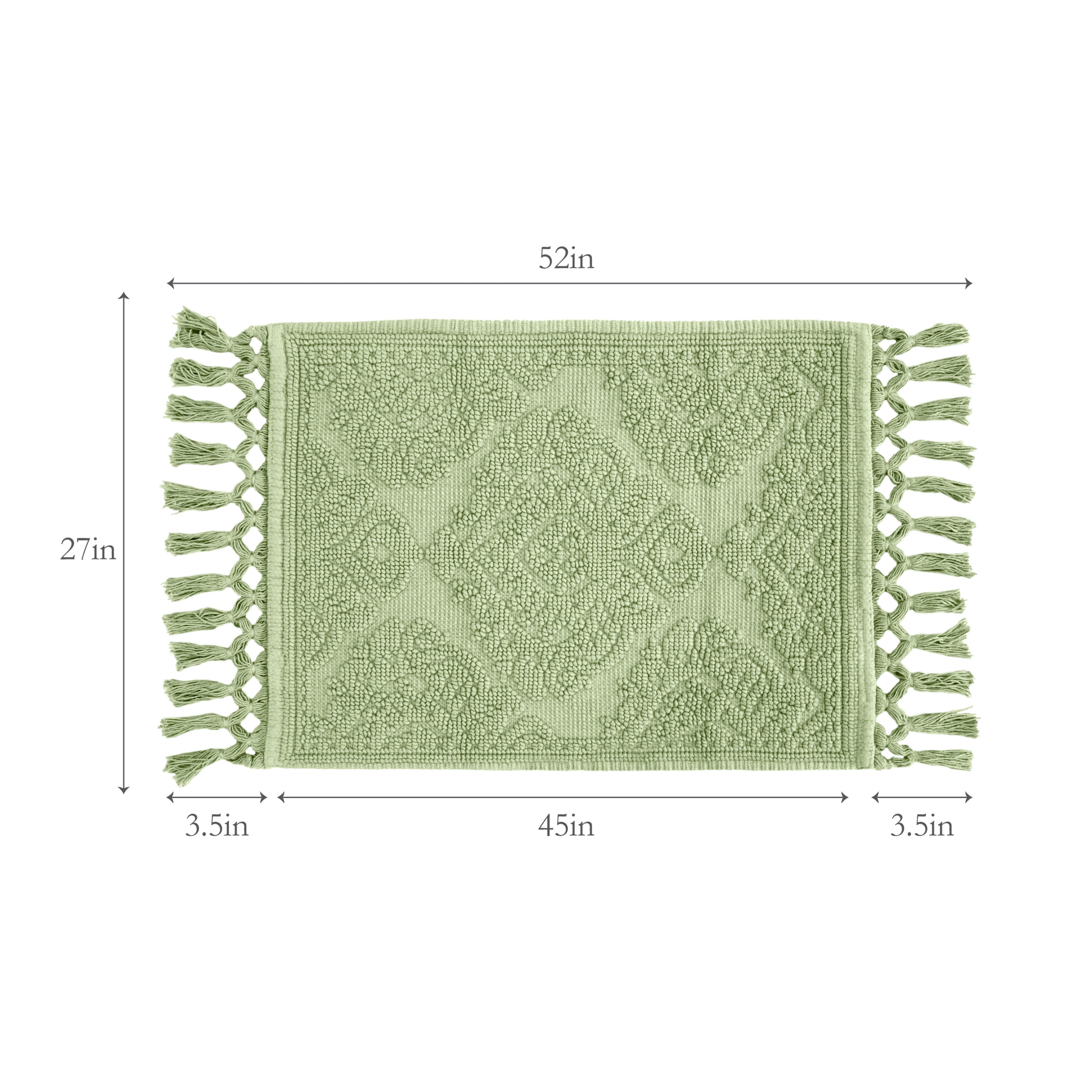 Jean Pierre Ricardo Cotton Fringe 27 x 45 in. Bath Rug, Sage Green