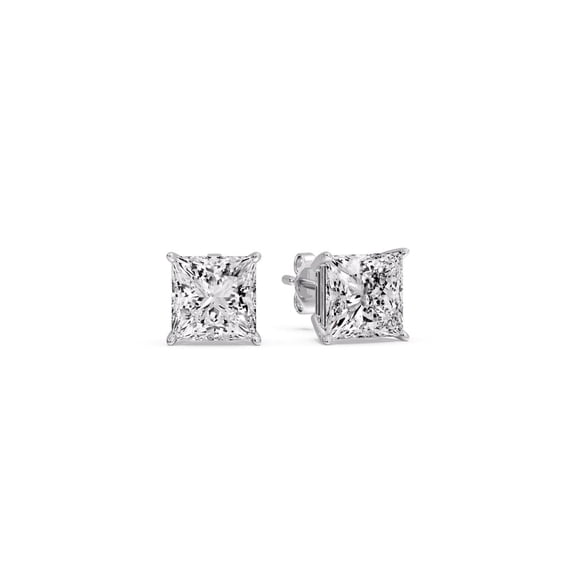 1 Carat Princess Cut Lab Grown Diamond Basket Stud Earring For Women- Fascinating Diamonds