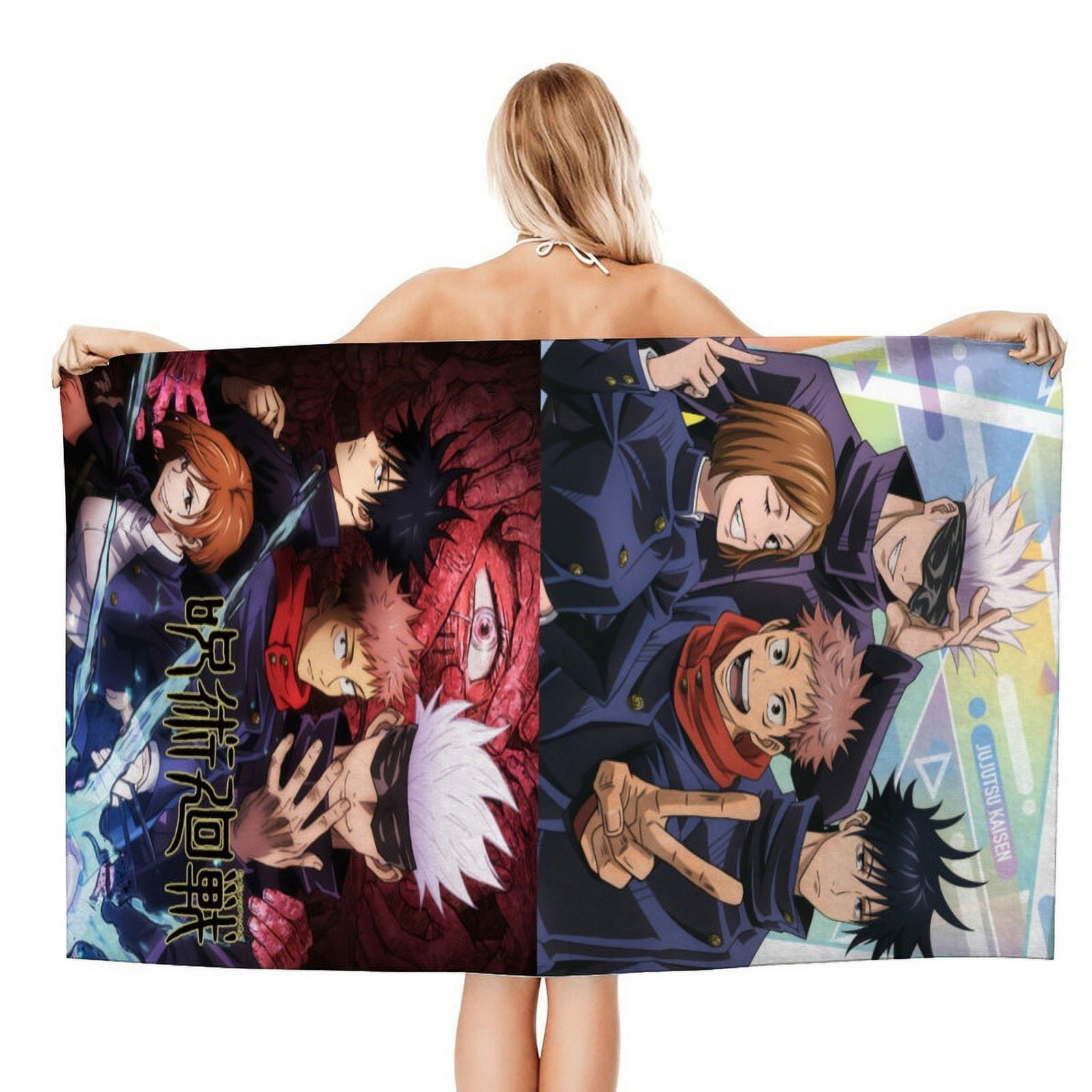 Jujutsu Kaisen Satoru Gojo Geto Suguru Anime Gifts Beach Towel for Women Kids Birthday Bath Outdoor Quick Dry Lightweight 30.7×63in
