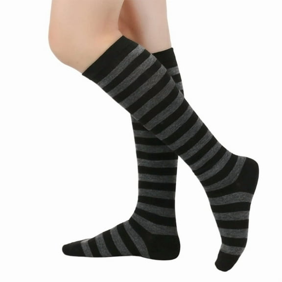 Women's Stripe Knee Highs Socks Christmas Stockings Stripe Calf Socks Halloween Party