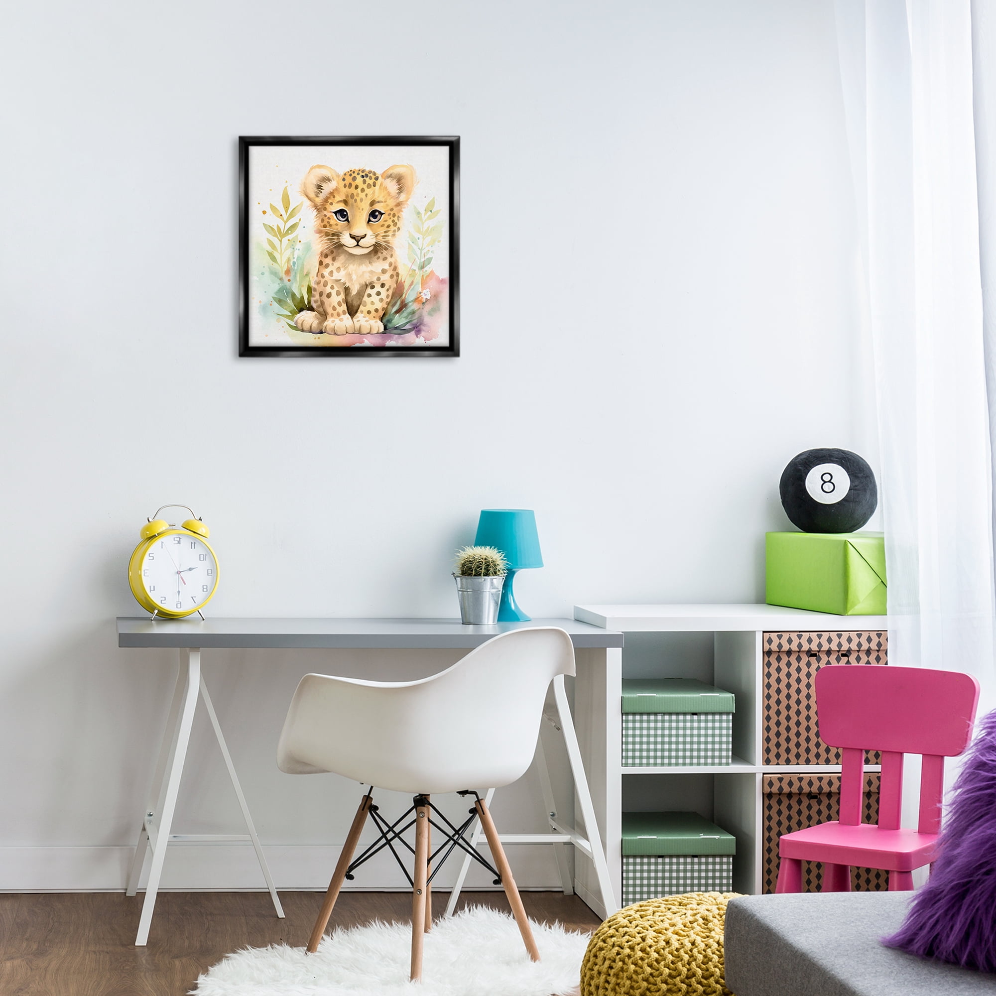 Stupell Industries Baby Cheetah Cub Animals Painting Black Floater Framed Canvas Art Print Wall Art, 18 x 18