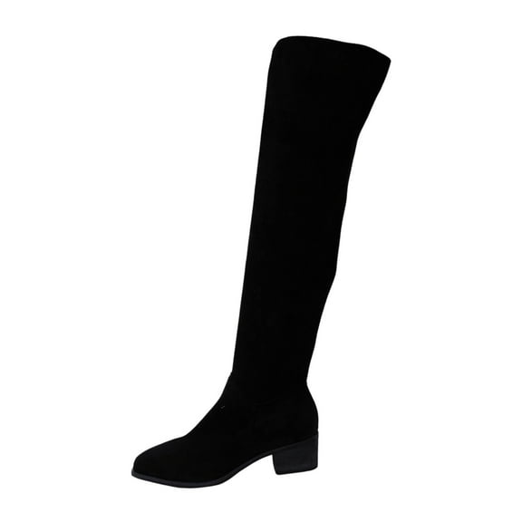 Thigh High Boots for women Black Platform Suede Over The Knee Boots Lug Sole Tall Boot Side Zipper Long Dress Boot