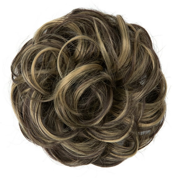 Nvzi Messy Bun Hair Piece Wavy Curly for Women Hair Bun Hair Piece with Elastic Band Scrunchies Stretchy Fluffy Chignon Ponytail Hairpieces Updos for Women,M