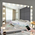 thumbnail image 3 of Fenchilin 32"x23" Vanity Mirror with Lights Bluetooth Tabletop Wall Mount Metal White, 3 of 14