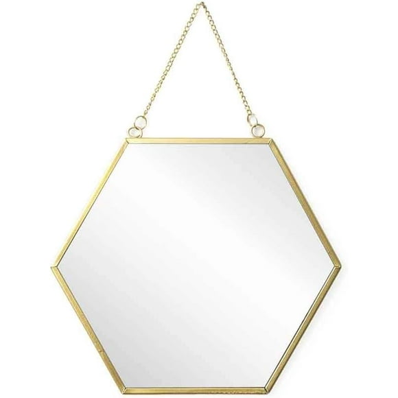 Mirror Round Wall decorative wall mirror, metal, Nordic, for bathroom or entrance hall, gold color, 34x40x1 cm.