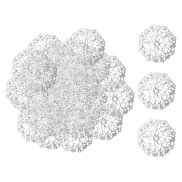 100x Colgantes Huecas Adornos de Conector Colgantes de Abalorios para DIY Pendiente Artesanía Fabricació Blanco Gloria dijes colgantes