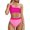 Hot Pink, variant on WREESH Womens Two Piece Swimsuit One Shoulder Bathing Suits High Waisted Bikini One Shoulder Panel High Waist Split Bikini Swimwear Orange