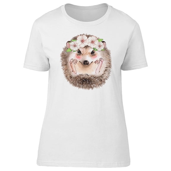 Cute Floral Baby Hedgehog T-Shirt Women -Image by Shutterstock, Female Small