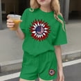 thumbnail image 2 of Zynoxe Girls and Boys 2-Piece Outfit Sets Casual Round Neck Short Sleeve 4th of July Tops and Shorts Soft Breathable Loose Summer Outfits Green1 3 Years, 2 of 6