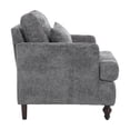 thumbnail image 3 of Modern Upholstered Accent Chair, Chenille Armchair with Pillow, Soft Reading Living Room Side Chair, Single Sofa with Wood Frame for Bedroom Living Room Apartment, Gray, 3 of 9