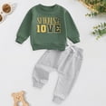 thumbnail image 2 of newwalpole Toddler Baby Boy Clothes Solid Color Long Sleeve Crewneck Sweatshirt Top Casual Pants Set 2Pcs Fall Winter Outfits Green for Size 0-6 Months, 2 of 7